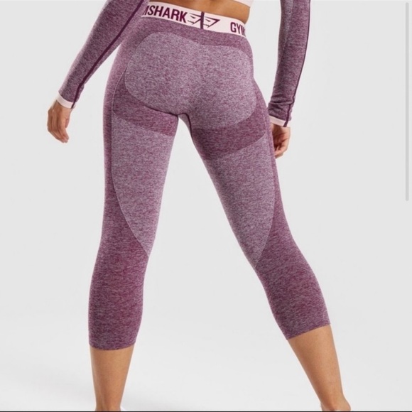 Gymshark Womens Flex Cropped Legging Pants Ruby Blush Size Small Seamless Active - Picture 2 of 6